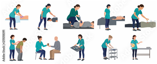 Foto Flat vector illustration set of professional cupping therapy and hijama treatmen