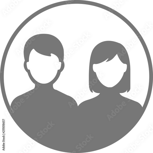 Icon of a man and a woman in a circle