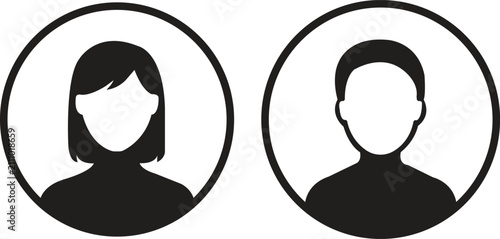 Male and female user profile avatar icons