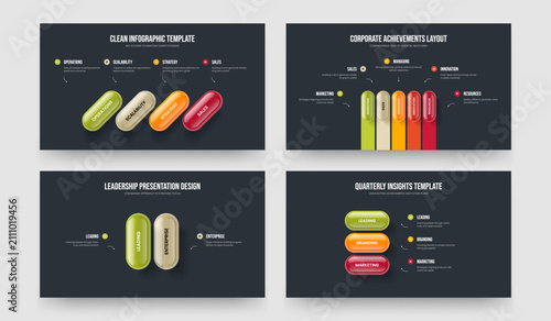 Marketing Planning Four Five Two Three Option Diagram Frame Template Vector Illustration Collection. Enterprise Forecast 4 5 2 3 Step Infographic Slideshow Layout Bundle.
