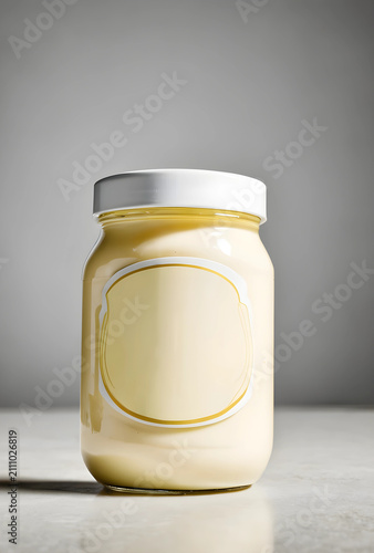 Glass jar of creamy yellow ...