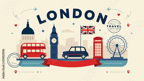 Fotografía London city travel concept with iconic landmarks and transportation landmark arc