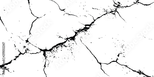 Abstract black and white grunge cracked concrete surface texture background vector illustration for distressed graphic design.