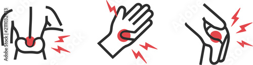 Joint Pain and Discomfort Icons Set illustration untitled