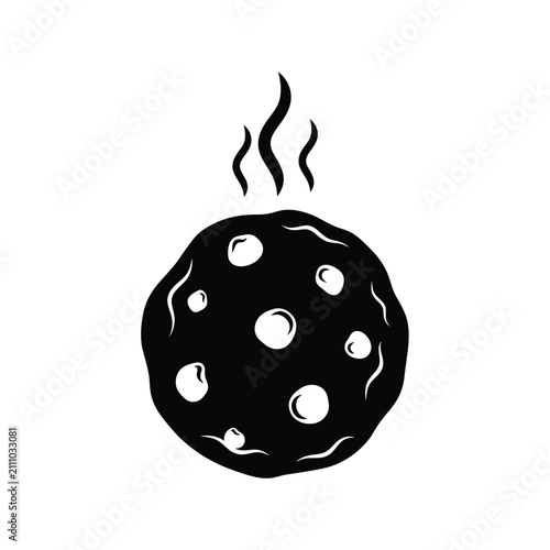 Simple Black and White Illustration of a Hot Cookie.