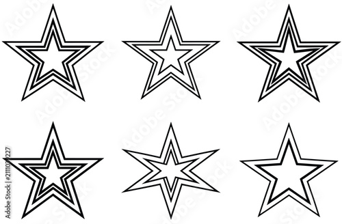black Ster icon set vector silhouette design