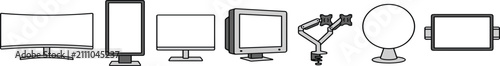Modern Computer Monitor Mockup Front View with Blank Screen Isolated