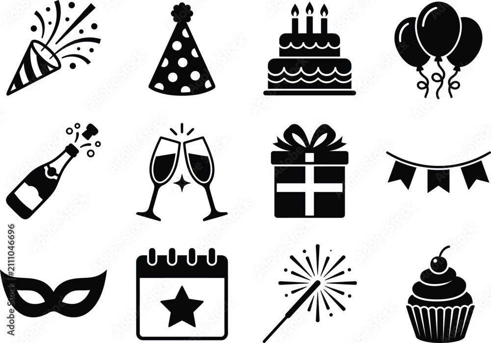 Fototapeta premium Set of party and celebration icons
