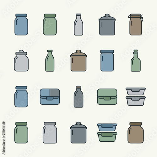 Kitchen storage glass jars and containers collection.
