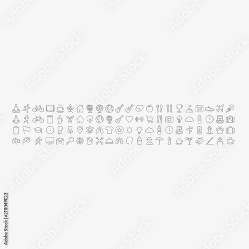 Large collection of diverse miscellaneous line icons.