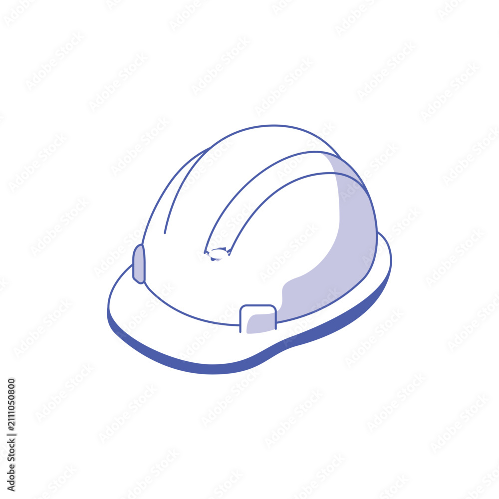 Fototapeta premium Construction safety hard hat icon in isometric blue outline style