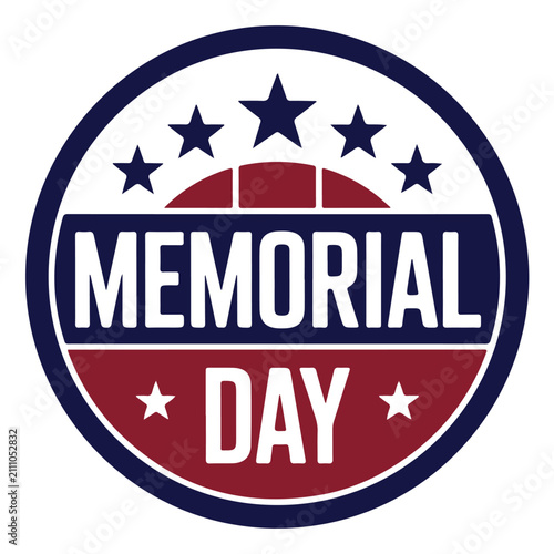 Canvastavla Memorial Day round badge incorporates a layered red and blue design with sharp white typography to serve as a high-quality graphic resource for patriotic events and official holiday programs