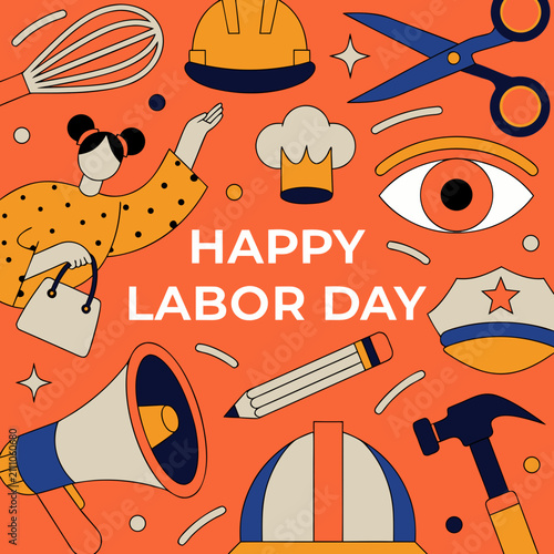 
Happy Labor Day banner. Design template. Vector illustration. 
