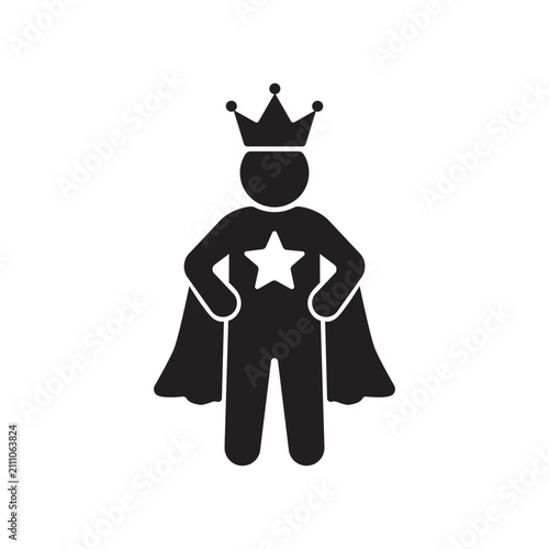 Superhero Leader Icon Vector Flat Style Top Performer Achievement Symbol