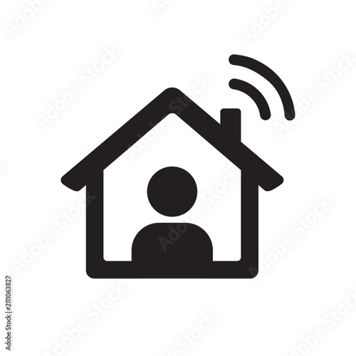 Smart Home Icon Vector Flat Style Connected House Symbol