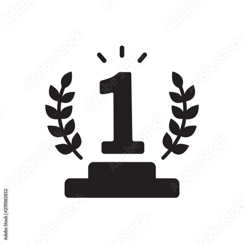 Winner Podium Trophy Icon Vector Flat Style First Place Award Symbol