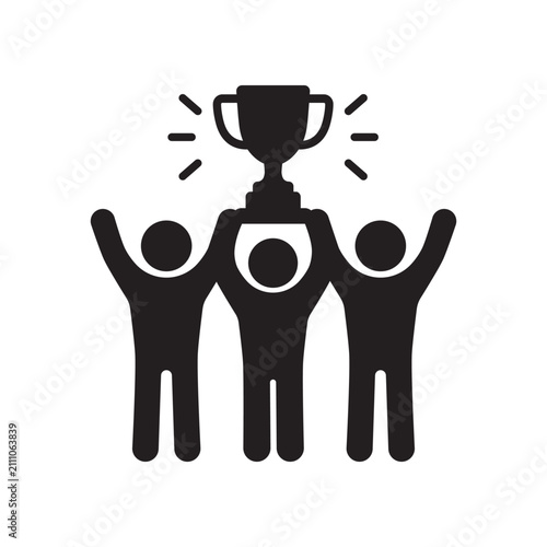 Winning Team Trophy Icon Vector Flat Style Team Success Achievement Symbol