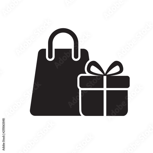 Shopping Bag and Gift Box Icon Vector Flat Style Retail Purchase Reward Symbol
