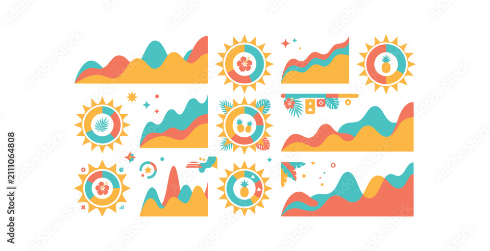 Obraz premium Tropical Summer Infographic Element Set