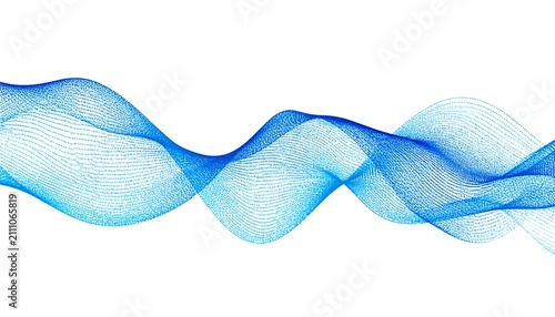 An abstract image featuring undulating, translucent blue waves against a pristine white background. The flowing design gives a sense of movement