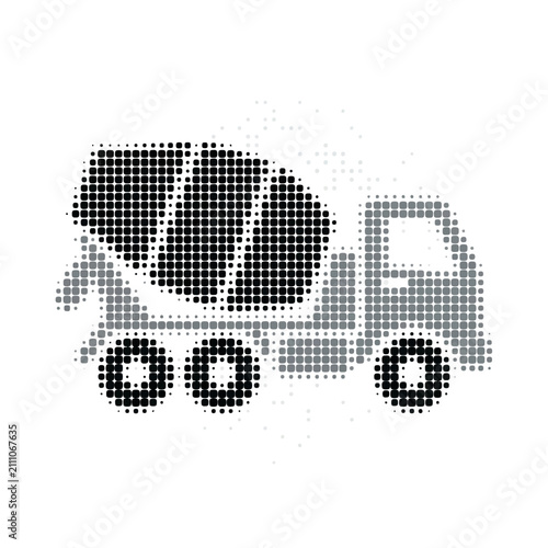 Cement Mixer Truck Halftone Dot Illustration.