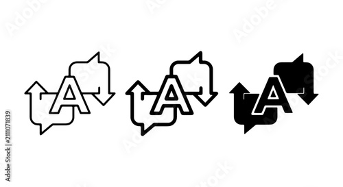 Slika na platnu Translation Icons Set, Language Exchange Symbols, Communication Arrows, Vector G