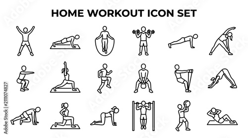 Cuadro en lienzo Home workout icon set
