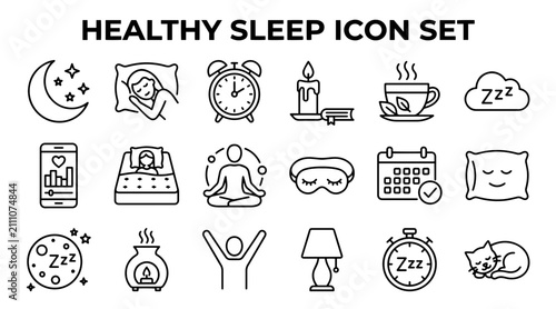 фотографія Healthy sleep icon set