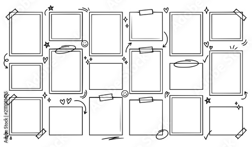 Graduation Yearbook Photocard Collage Template with Hand Drawn Pen Doodles Vector