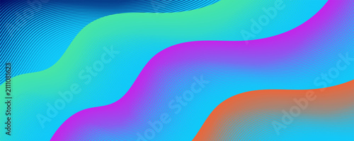 Abstract vibrant gradient fluid wave background with wavy thin lines.