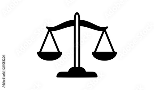 Photography Black silhouette icon of a scale of justice representing law legal system and fa