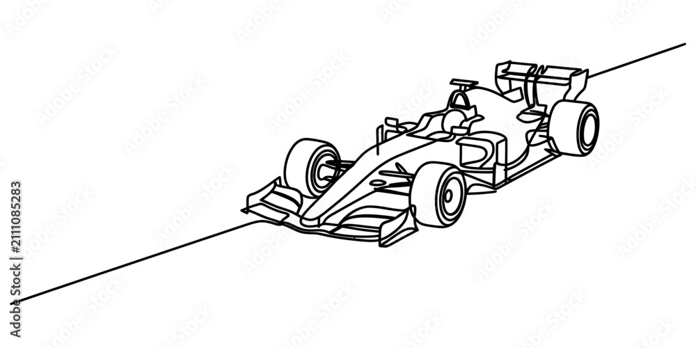 Obraz premium Continuous single line drawing of a fast formula one racing car