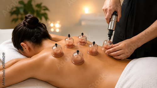 Cupping therapy treatment on back