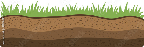 Konstfotografi Grass covered soil layers, underground earth cross section with fertile ground v