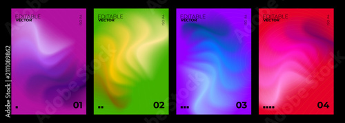 фотографія Abstract neon fluid gradient mesh grid poster vector template set