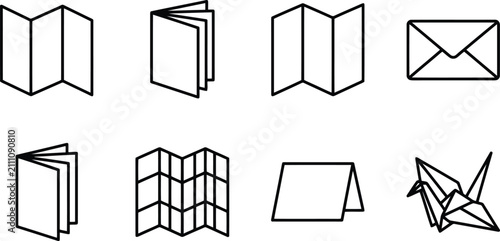 Paper folding icons, origami and brochures