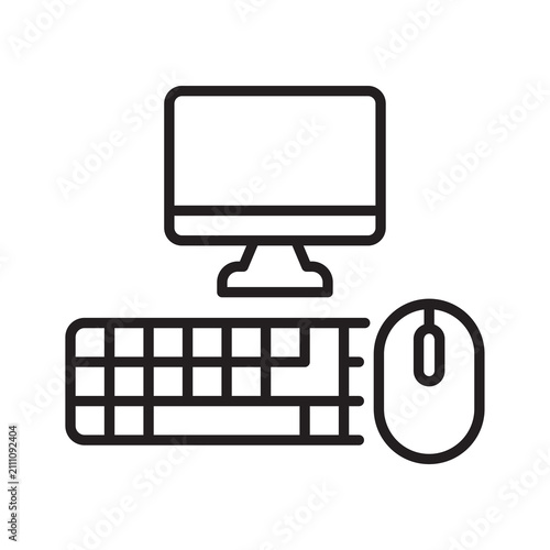 Desktop computer set with monitor keyboard and mouse vector icon