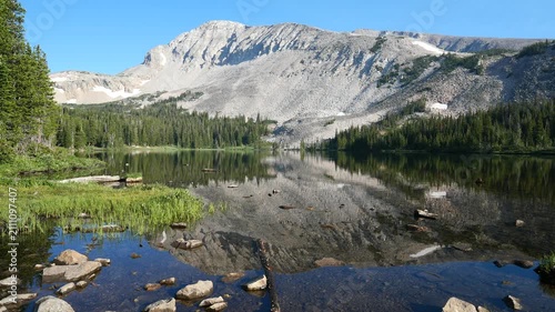 Mount Audubon reflected in the calm waters of Lake Mitchell, Indian Peaks Wilderness, Colorado Rocky Mountains, USA (4K)