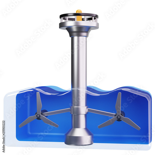 Underwater Vertical Axis Turbine 3D Illustrations