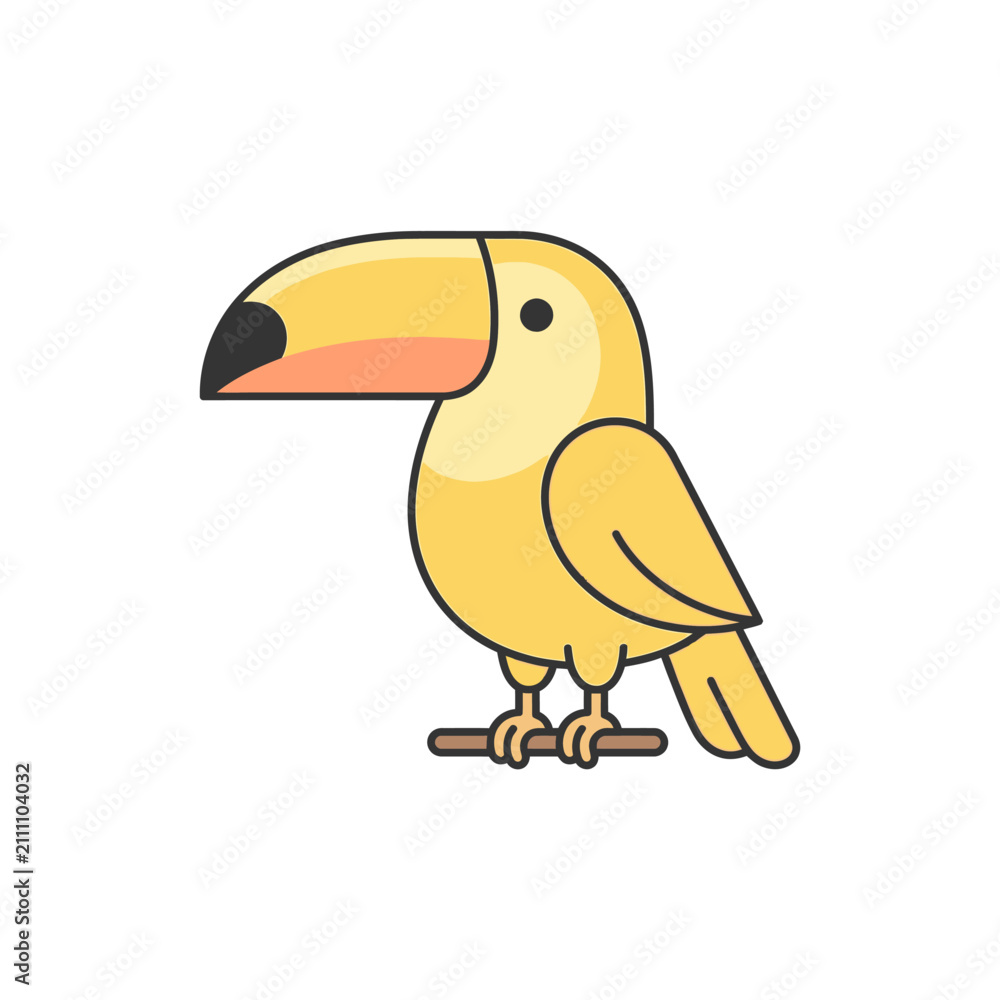 Obraz premium Yellow toucan bird illustration on white background