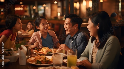 A chosen family enjoying laughter and delightful meals together during a joyful dinner celebration