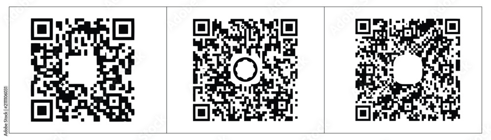 Fototapeta premium Three distinct qr code images presented in a white bordered format