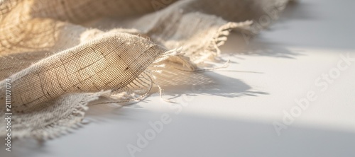 Raw Natural Linen Textile Woven Fabric Ecru Minimal Copy Space