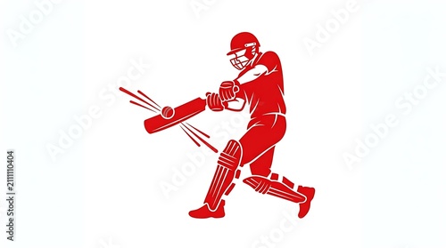 Cricket batsman playing a pull shot. Professional athlete hitting a ball with a bat.