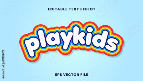 Playkids 3D Layered Colorful Editable Text Effect Vector
