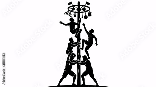 Panjat Pinang Indonesia Independence Day Silhouette