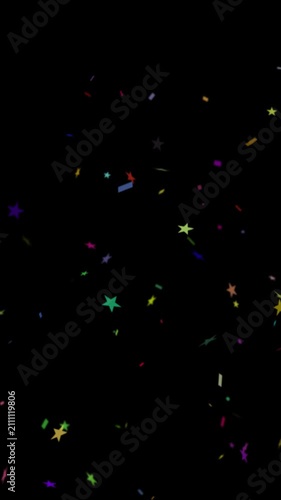 Confetti particle animation. Mobile-friendly. Perfect for Reels, Stories, and all social media platforms. Vertical video with transparent alpha channel ProRes 4444.