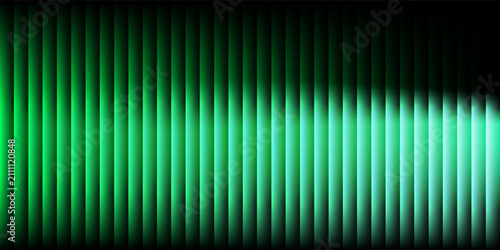 green neon gradient abstract background with glass effect and vertical ribbed light texture on black backdrop, smooth stripes creating futuristic motion for digital design, modern UI, tech visuals