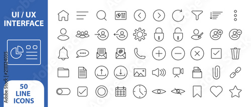 UI UX Interface Icons Set – Modern Web, Mobile App and Dashboard Vector Collection
