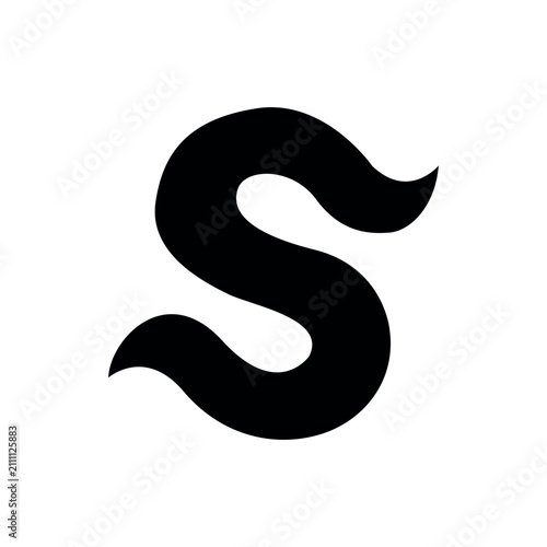 Black letter S modern logo design isolated on white background. Stylized initial monogram vector graphic icon